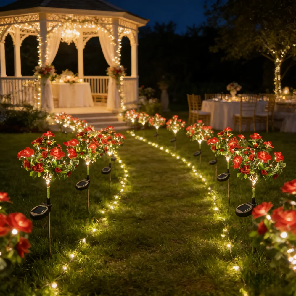 

1 PC Solar Azalea Flower Ground Lights, Waterproof LED Garden Stake Lamp, Outdoor Yard Lawn Path Lighting Festival Decor Lamp
