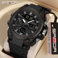 SANDA 3311 Military Man Alarm Stopwatch Quartz Wristwatch Male Digital Clock Dual Display Men Watches Waterproof Sports Watch