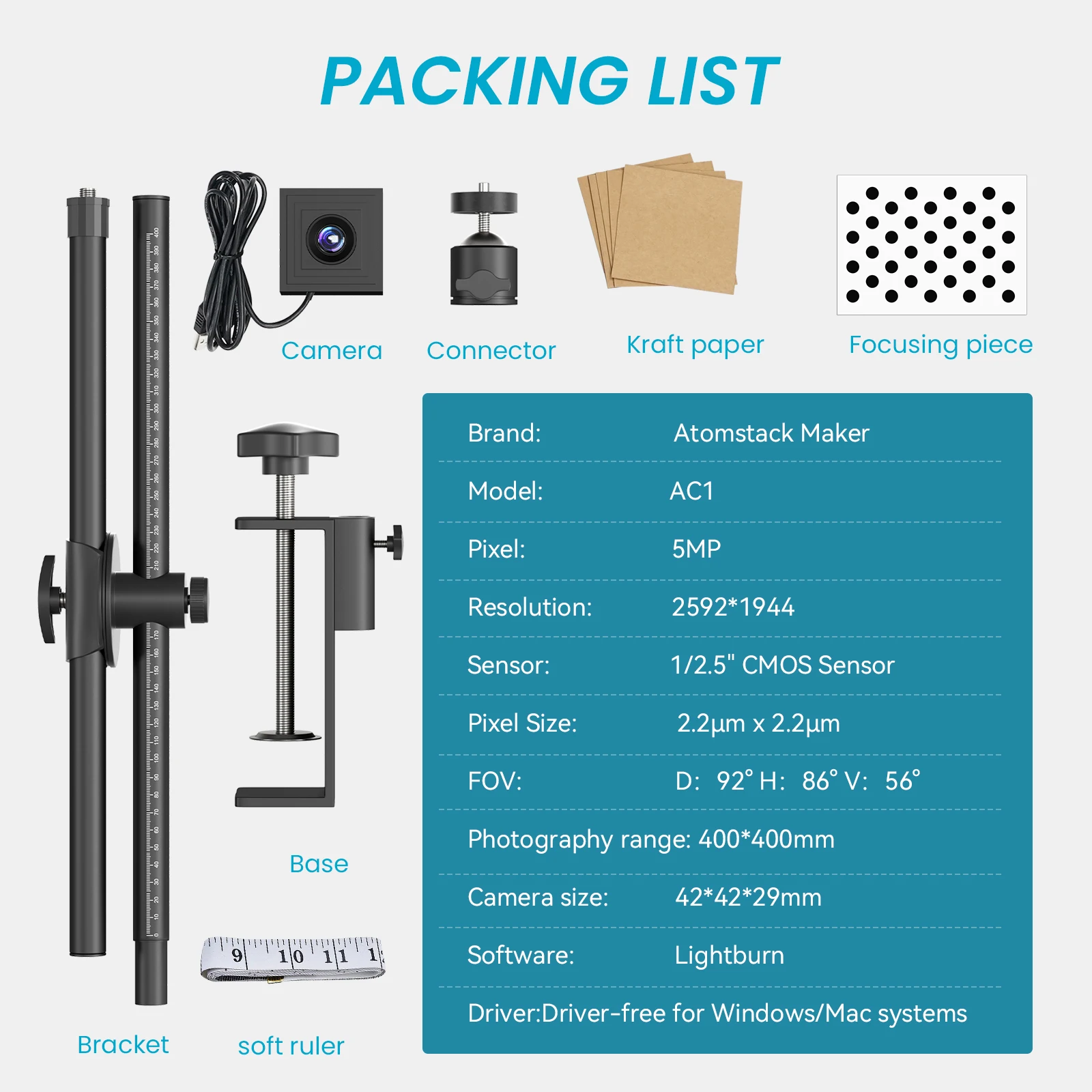 Atomstack Maker AC1 Camera 400*400mm Photography Area Precise Positioning Support Multitask Operation Video Record For Atomstack