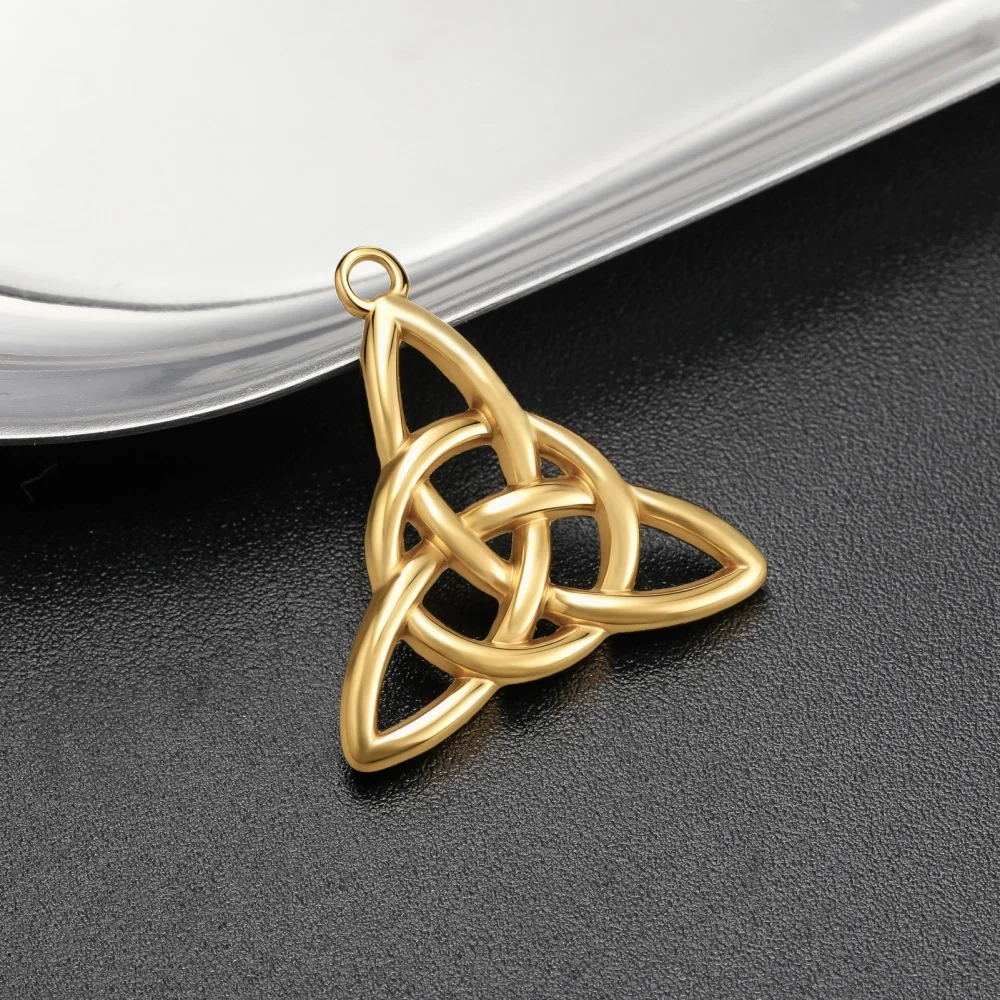 3 Stück/Set, irische Knoten-Charms für Halsketten, Ohrringe, Schmuckherstellung, DIY, Edelstahl-Amulett, Triquetra-Anhänger, Großhandel. – Detail 4