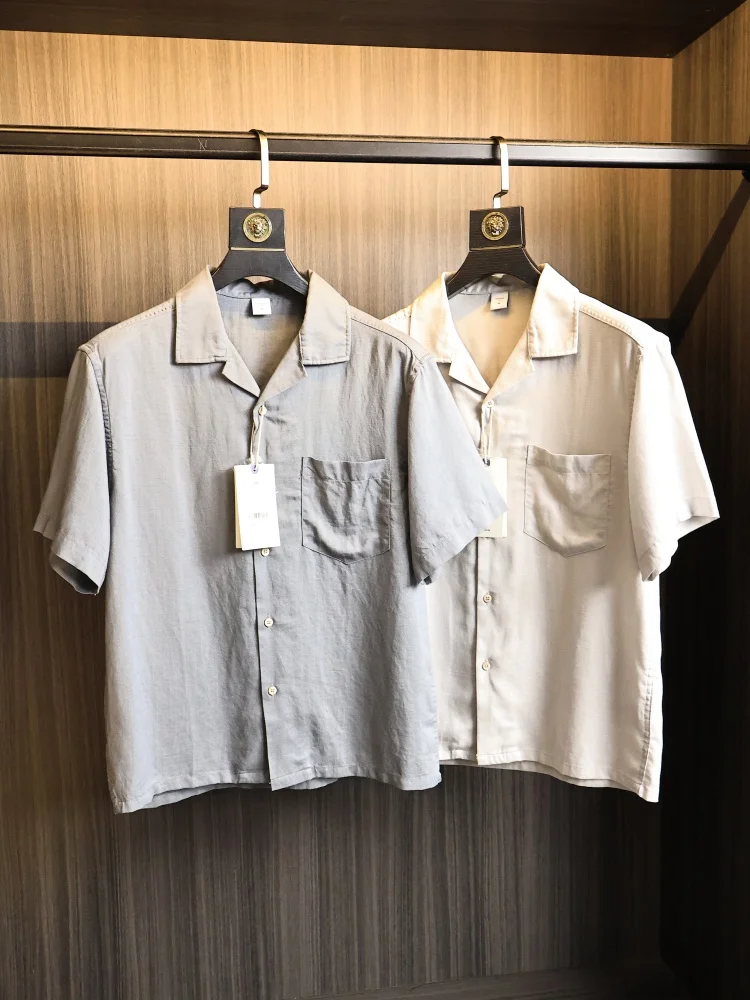 

Linen Blend Short Sleeve Cuban Collar Shirt Thin Cool Feeling Summer Men's Fashion Urban Style Standard Fit Button up Casual ...