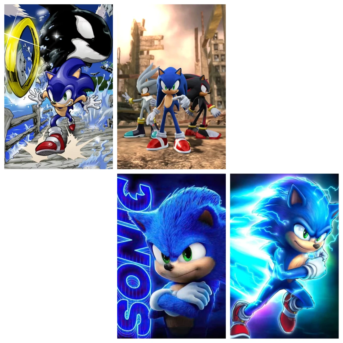 Oil Painting By Numbers on Canvas S-Sonic H-Hedgehog Cartoon Home Decor for Living Room Bedroom Handmade Gift Frameless