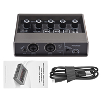 Audio Interface Professional Recording XLR Audio Interface Reverb 48V Phantom Power Sound Card 16bit Resolution Plug and Play