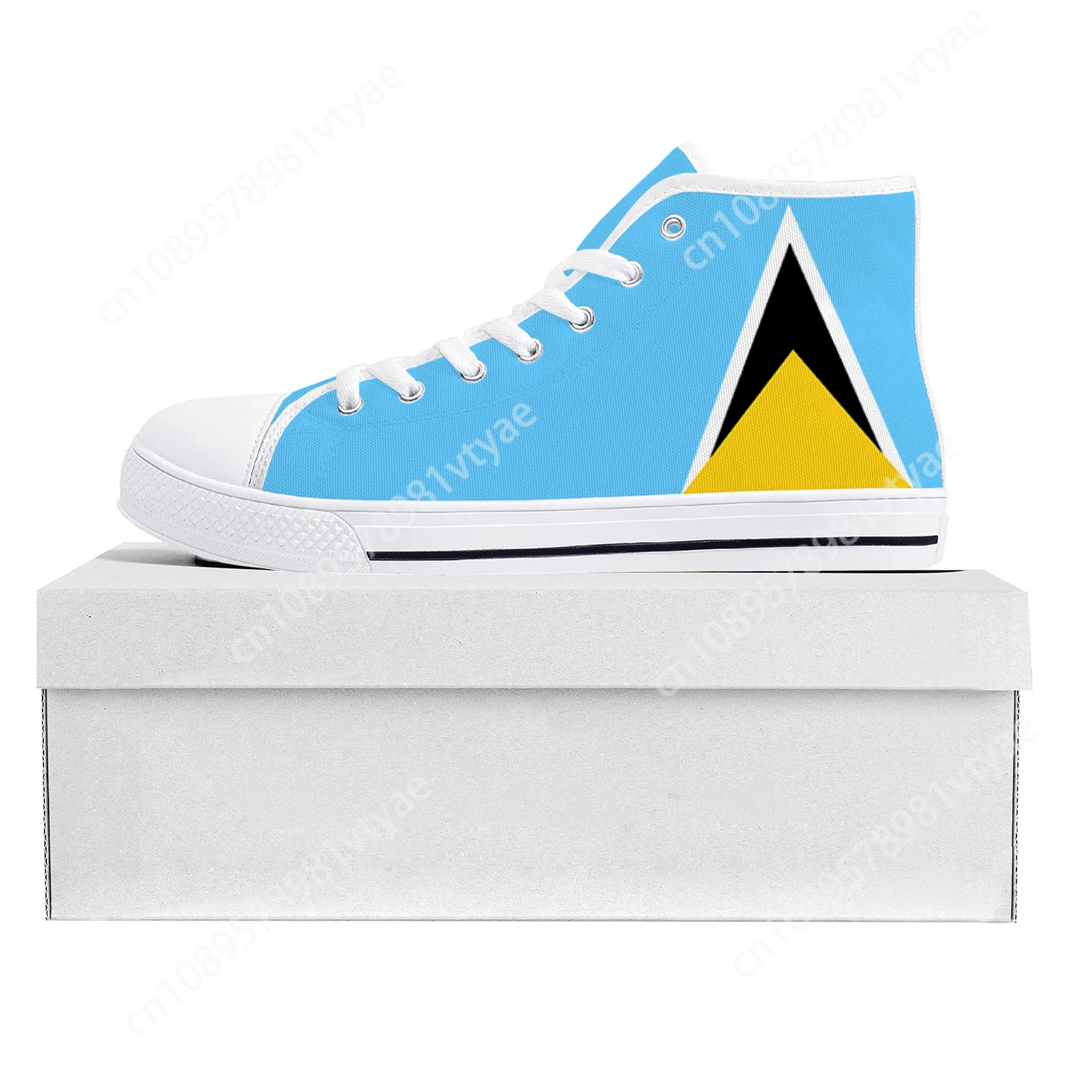 Saint Lucia Flag High Top High Quality Sneakers Mens Womens Teenager Canvas Sneaker Saint Lucia Casual Couple Shoes Custom Shoe