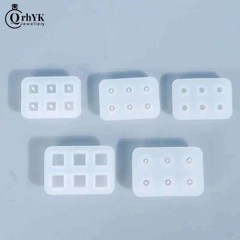 DIY Epoxy Jewelry Mold Resin Molds For Jewelry Transparent Rectangle Silicone Bead Mould Square Ball 6 Hanging Holes