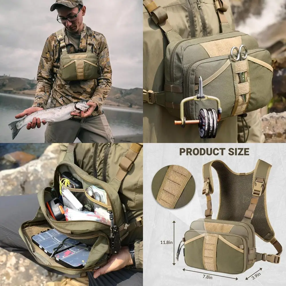 

Angler's Utility Chest Pack: Versatile Fly Fishing & Hunting Gear Storage Bag for Men & Women