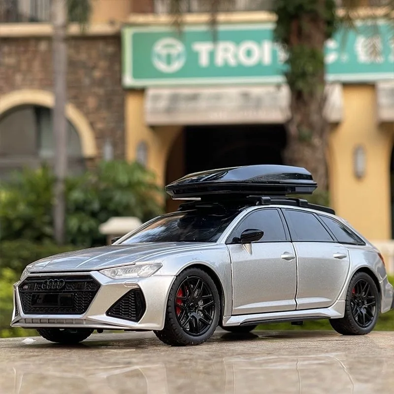 Coche de juguete Audi RS6, modelo 1:24, vehículo de carreras fundido a presión, puertas con luz de sonido en miniatura, colección que se puede abrir, regalo para niños, 1/24