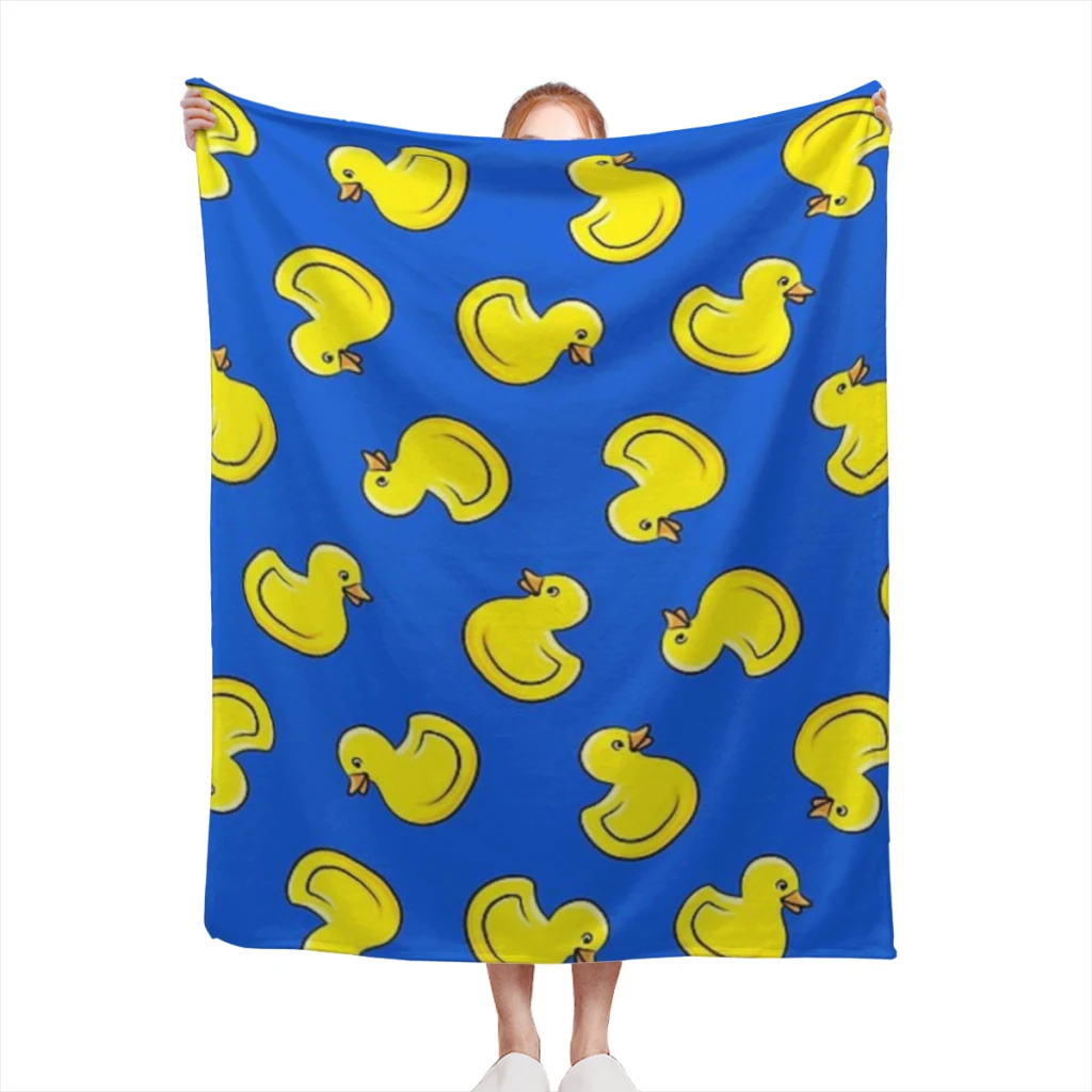 

Rubber Ducks - Blue Medium Blanket Soft comforter sets throw for Couch Warm Flannel Blankets Bedroom Décor