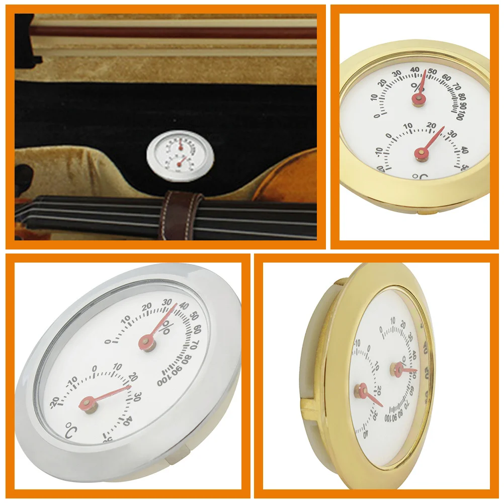 

2Pcs Round Mini Hygrometer Humidity Meter Guitar Hygrometer Acoustic Guitar Care Essential Violin Thermometer Humidity Gauge