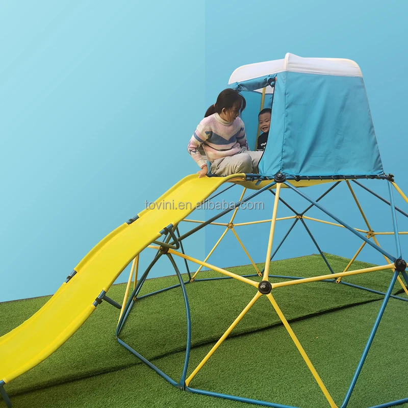 10FT Dome Climber with Platform Swing Slide For 3+ Kids Play Outdoor Playground outdoor monkey bar