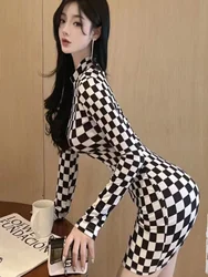 vestido sexy a cuadros con cintura alta y diseño de falda corta que realza el busto, estilo bodycon, vestido coreano para...