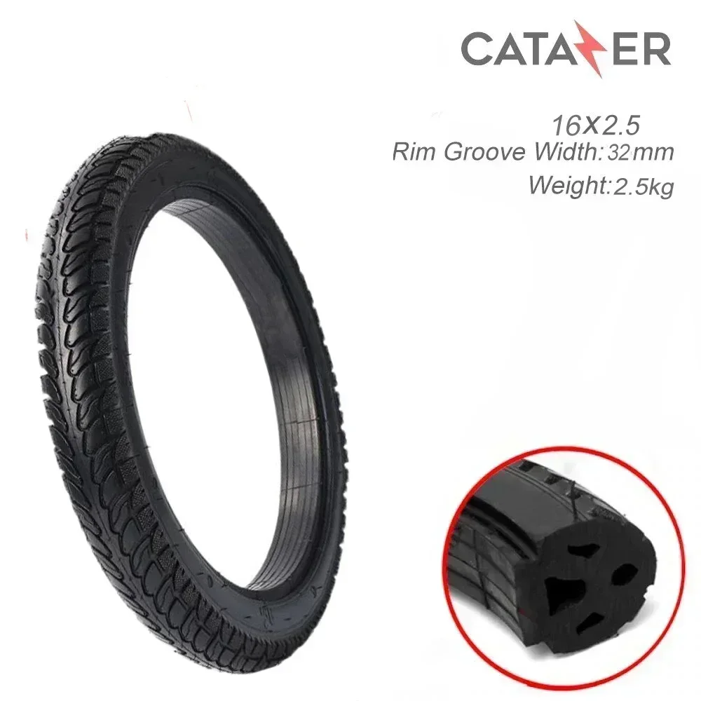 

16 Inch Electric Bike Solid Tire 16X2.50 Bicycle Tubeless Tyre Explosion Proof Wear-resistant Airless Tire