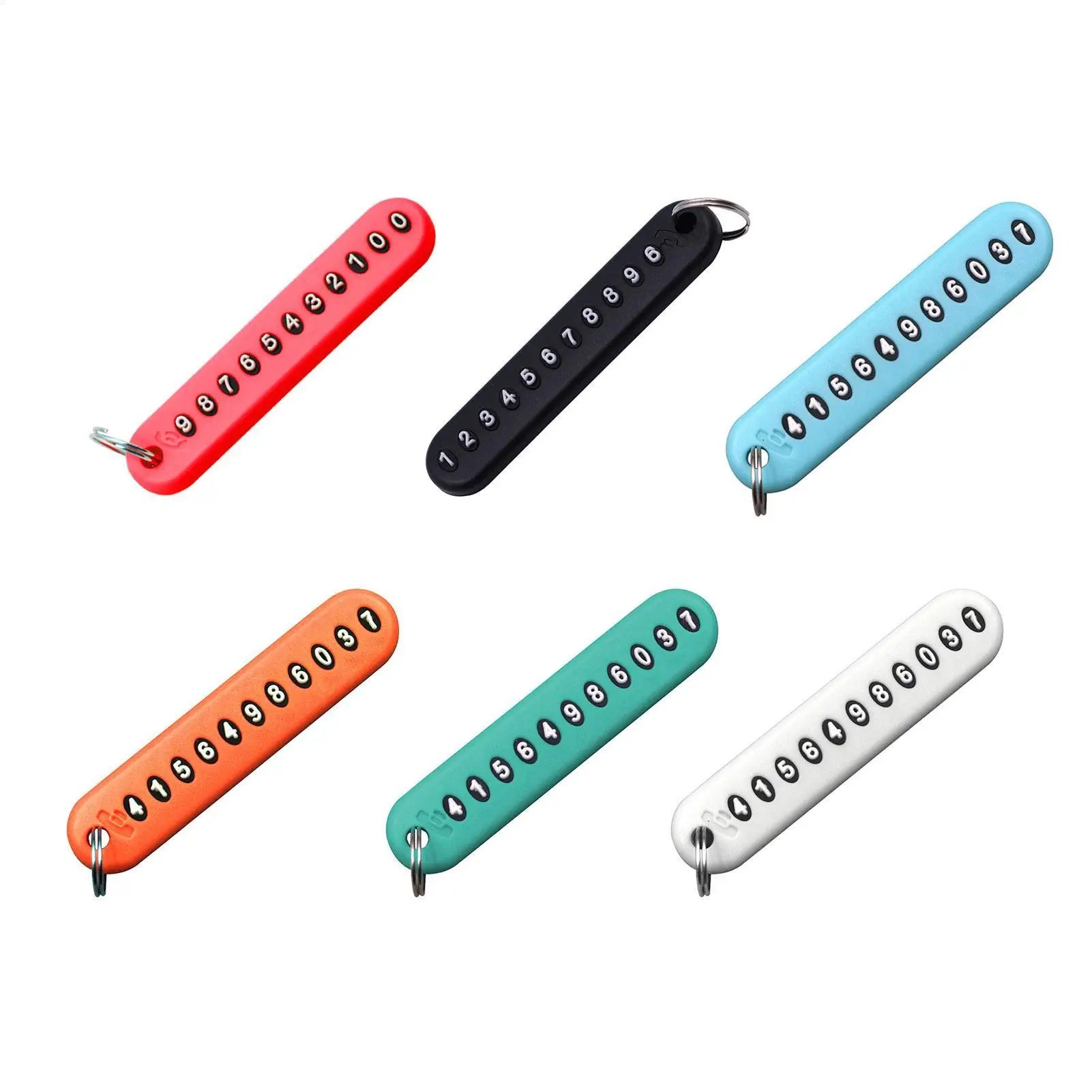 Anti-Lost Phone Number Plate Car Key Ring Auto Number Plate Pendant Keychain Holder Phone Number Card Keyring For Car Interior