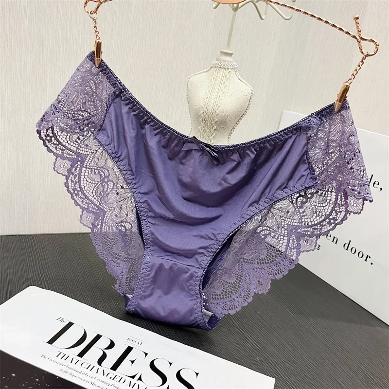 กางเกงในผ้าไหมน้ำแข็งสำหรับผู้หญิง ปี 2024 ไซส์ใหญ่ ไร้ตะเข็บ บวกไซส์ ชุดชั้นในสตรี ลูกไม้ เซ็กซี่