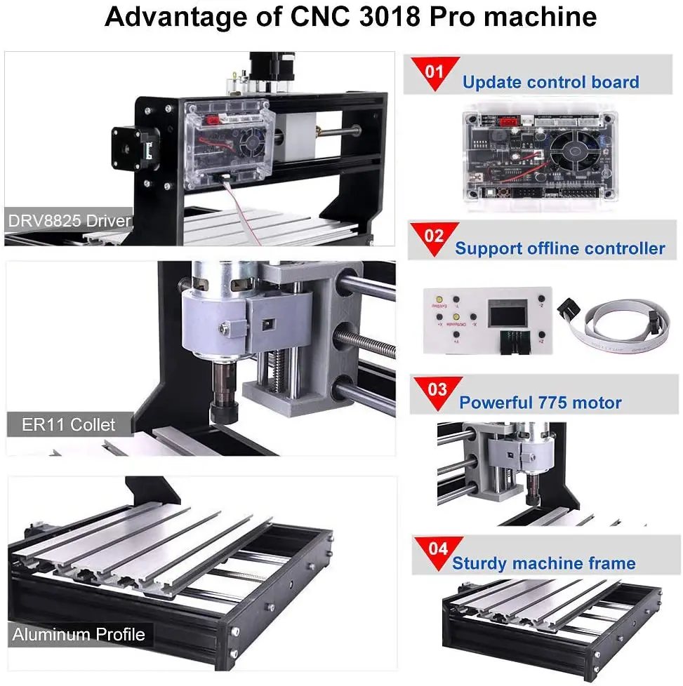 Imagem -05 - Cnc 3018 Pro Laser Gravador Grbl Controle Faça Você Mesmo Mini Cnc Máquina Eixo Pcb Fresadora Madeira Router com Offline