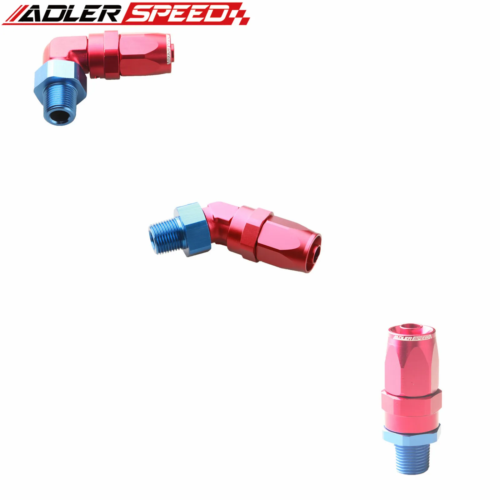 

ADLERSPEED AN6 AN8 AN10 To 1/8'' 1/4" 3/8'' 1/2" NPT Straight 45 90 Degree Swivel Fuel Oil Hose End Fitting Adaptor