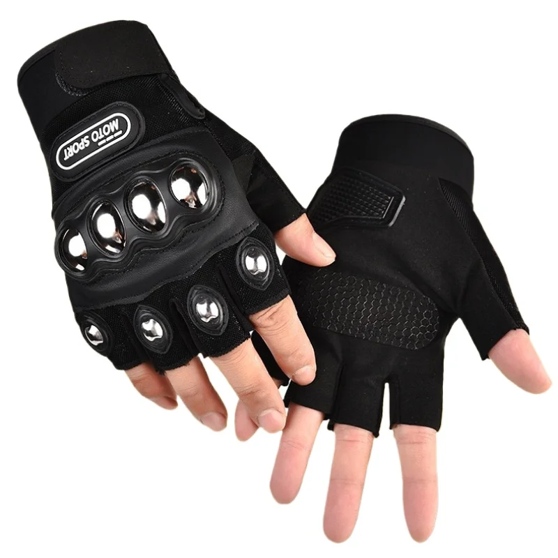 Motorcycle Riding Steel Shell Half Finger Gloves Men Tactical Glove Winter Biker Women Cycling The Cold Work Man Arm Warmers