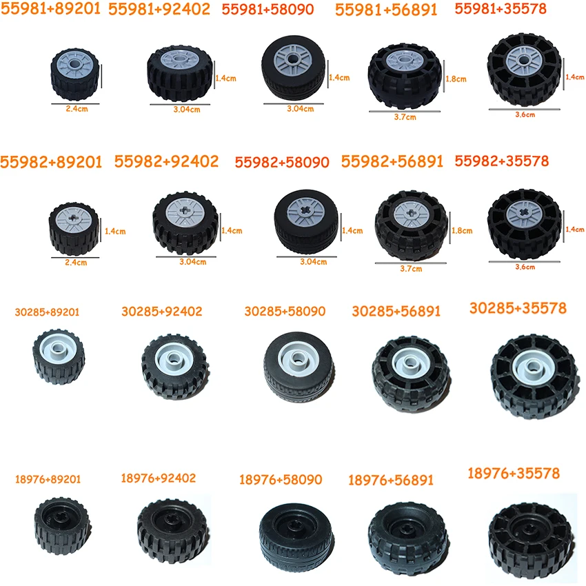 Wielen Auto Vrachtwagen Hub Technische Bakstenen MOC Motorfiets Bouwstenen 30285 18976 55982 55981 89201 92402 58090 35578 56891