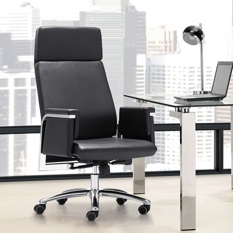 Büro-Chefstuhl, verstellbarer Computer, modernes, einfaches Rindsleder
