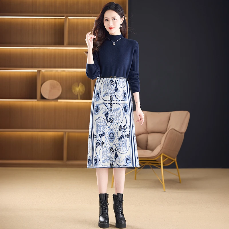 

2025 элегантные облегающие праздничные свитера, женские корейские винтажные роскошные одежды для выпускного вечера, осень-зима, черные вязаные пуловеры с цветочным принтом