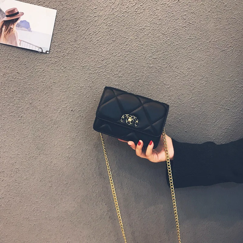 

2026 Texture Diamond Pattern Chain Women's Bag - Mobile Phone Bag Small Square Bag Versatile Fashion Shoulder Bag Crossbody bag