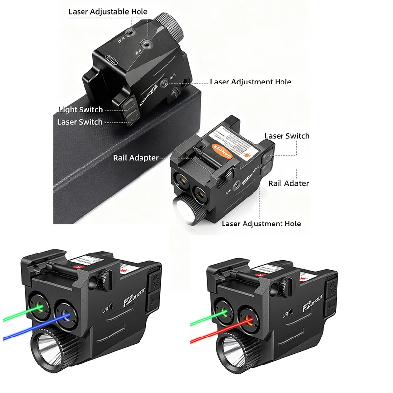 

EZshoot Dual Laser Sight Beam 700 Lumens LED Light for Pistol Gun Rechargeable Tactical Laser Light Combo Compatible with G-lock