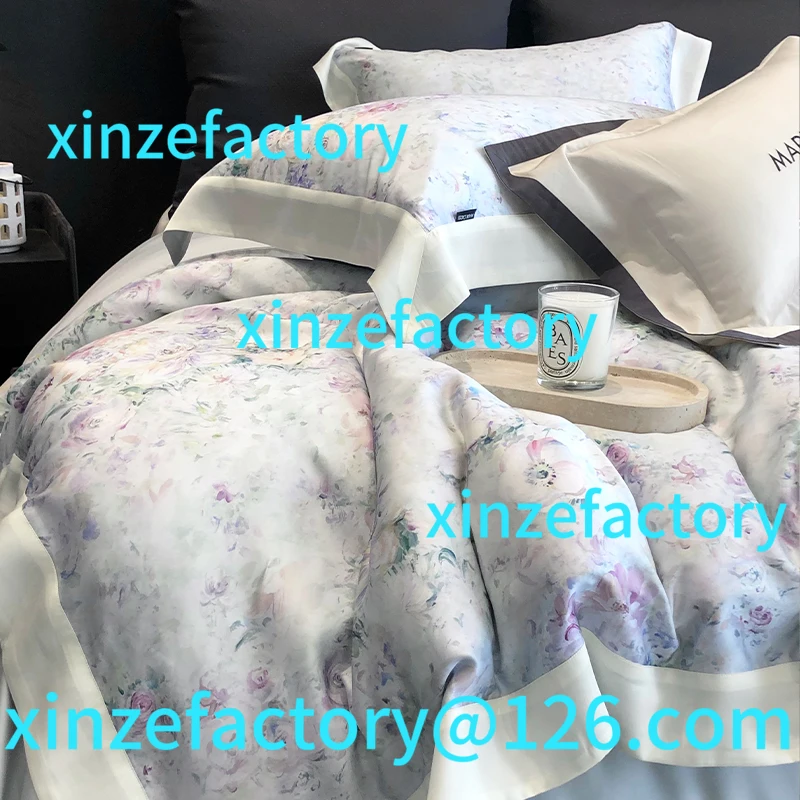 Funda de edredón de sábana fresca de verano de cuatro piezas de día de seda fina Dan Lyocell de seda condensable personalizable