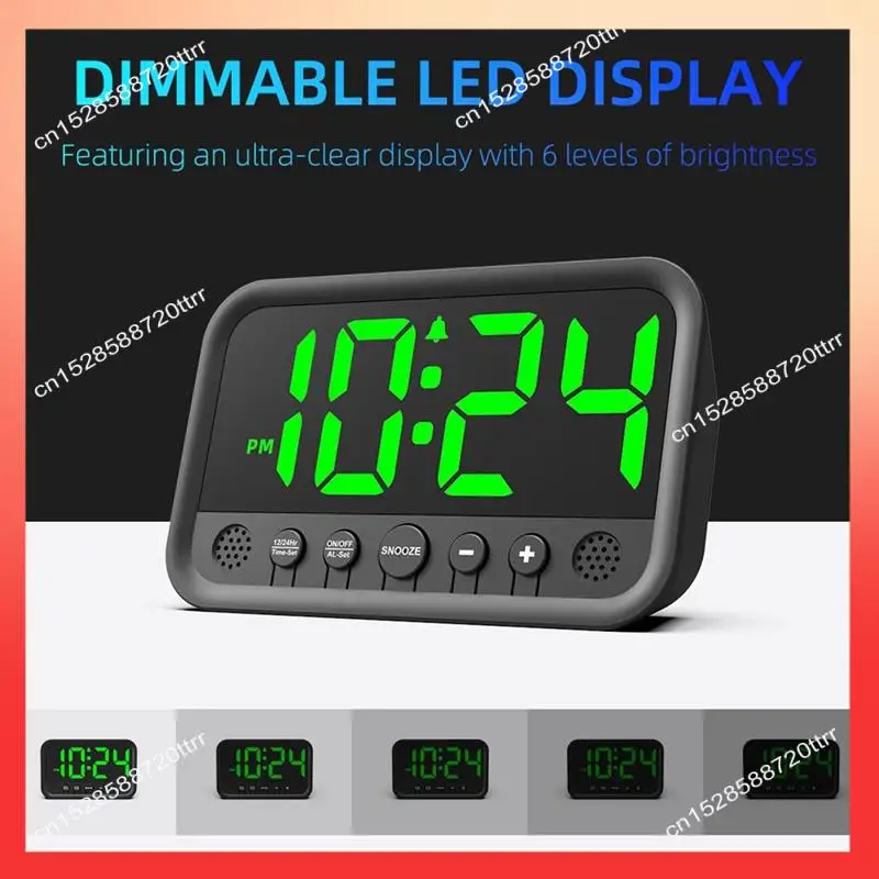 ساعة منبه رقمية ABNR لغرفة النوم، ساعة منبه عالية الصوت، ساعة مكتب كهربائية، منضدة مع غفوة حجم قابل للتعديل #6