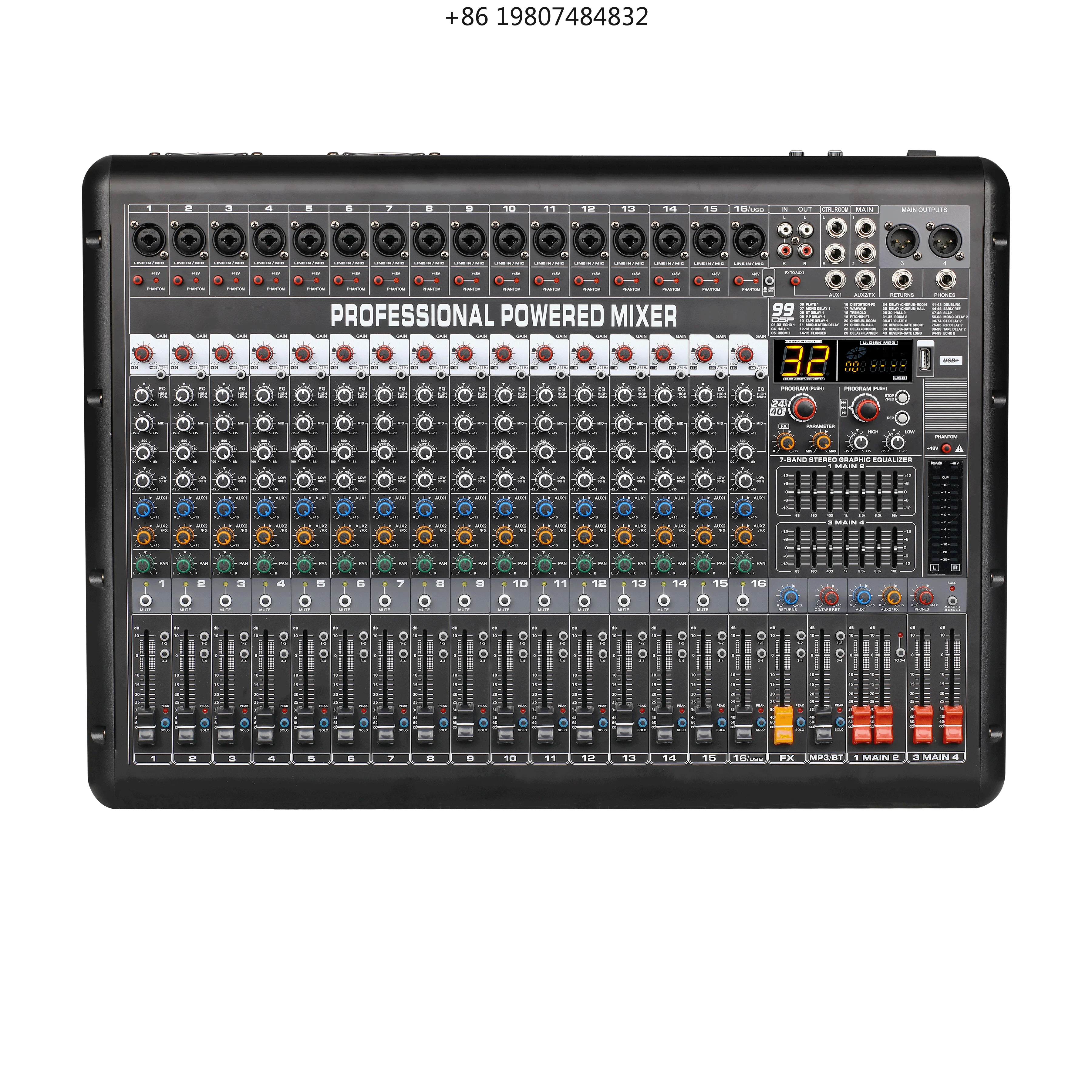 

Integrated Power Amplifier, 4-Band EQ + 2AUX + 1FX + 99 DSP Effects AG-PX4 Series 8/12/16-Channel Professional Mixer with
