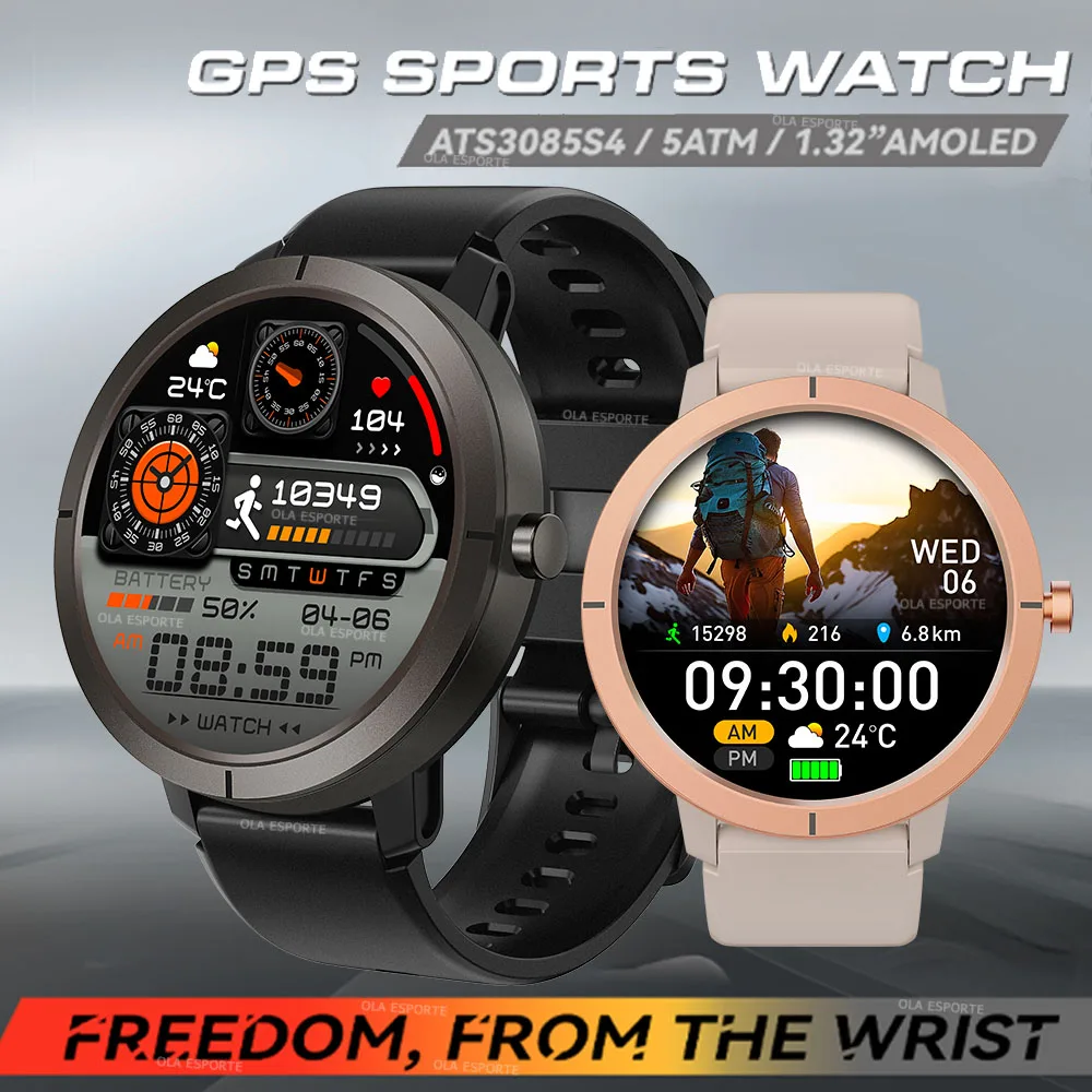 

Outdoor Smart Watch Men GPS Tracker 5ATM IP69K Waterproof Smart Watches Compass Altimeter Barometric AMOLED Sports Bracelet 2025