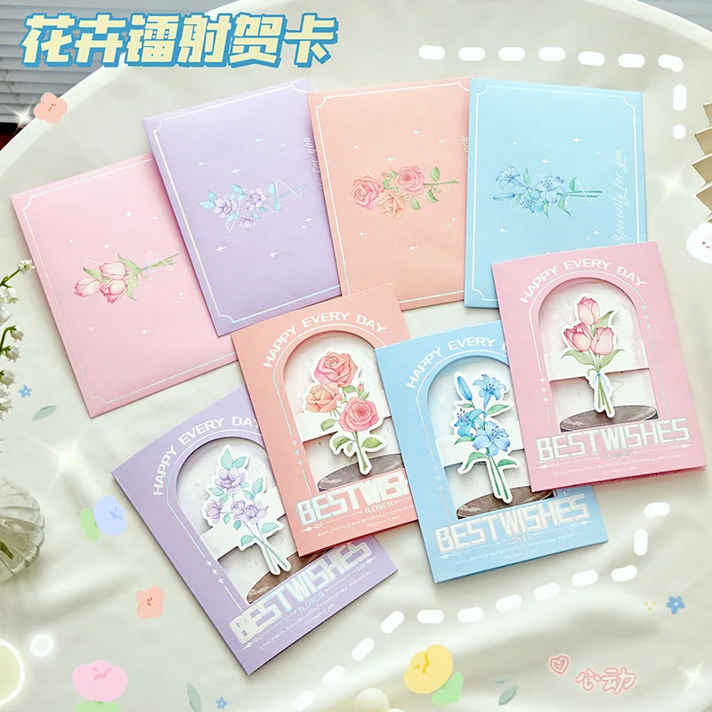 

Valentine's Ins Cartoon Girl Birthday Gift Creative Cute Little Bear Greeting Card 3D Cake Blessing Card Invitations