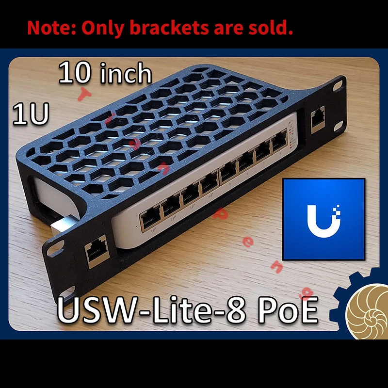 for UniFi (USW-Lite-8-POE) 10Inch /19Inch Rack Mount Bracket Custom 1U Stable Heat Dissipation Anti-Slip Durable