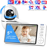 5 Inch HD Wireless Video Baby Monitor Pan Tilt Zoom Babyphone Camera Mother Kids 2-way Audio Night Vision Bebe Nanny Babysitter