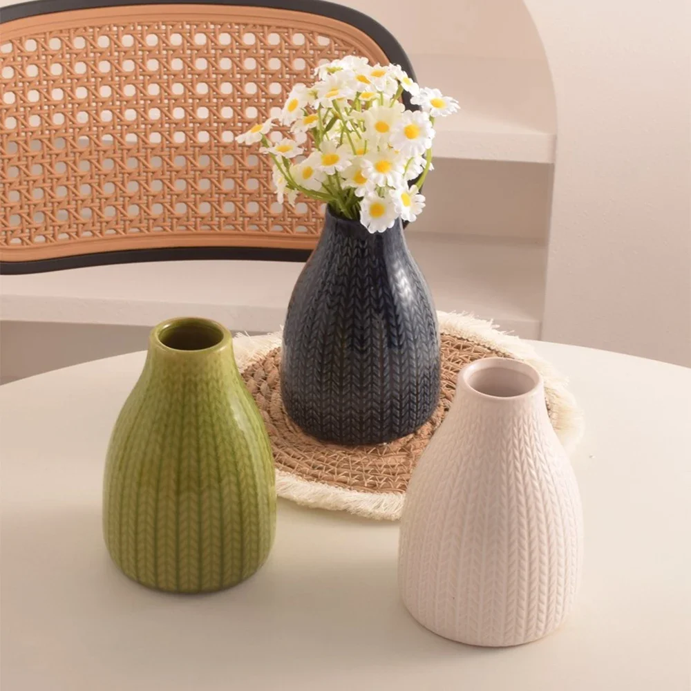 High Grade Ceramic Vase Decoration House Living Room Dried Flower Container Light Luxury Female Office Desk Ornament