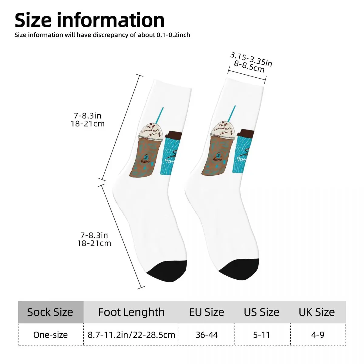 캐리부 커피 컵 양말 하라주쿠 슈퍼 소프트 스타킹 올 시즌 롱 양말 남성용 여성용 크리스마스 선물용 액세서리