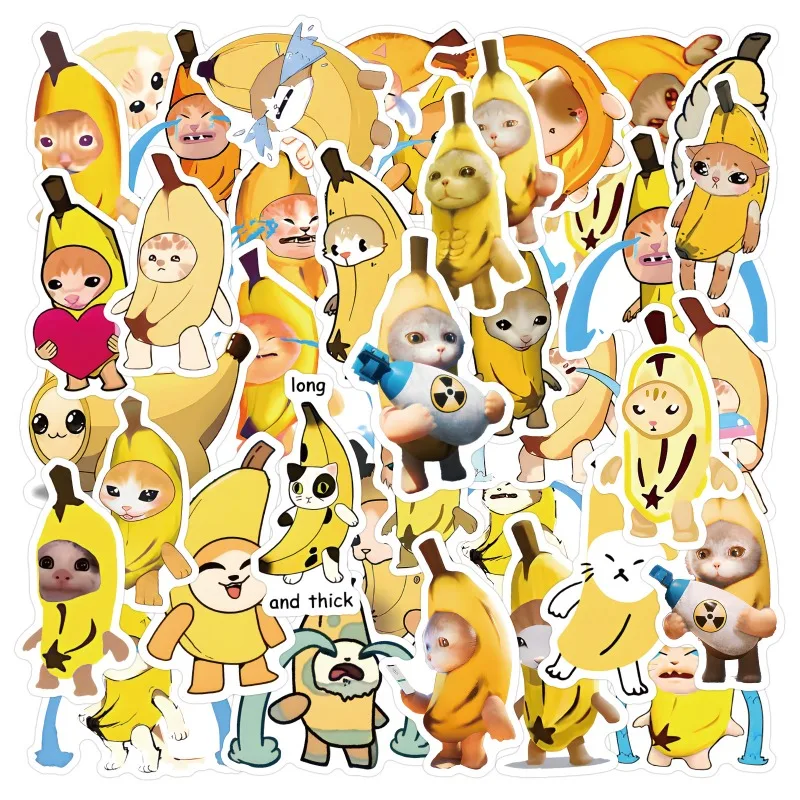 50pcs New Funny Banana Cat Cartoon Image Graffiti Sticker Anime Bananya Suitcase Water Cup Stationery Decorative Sticker