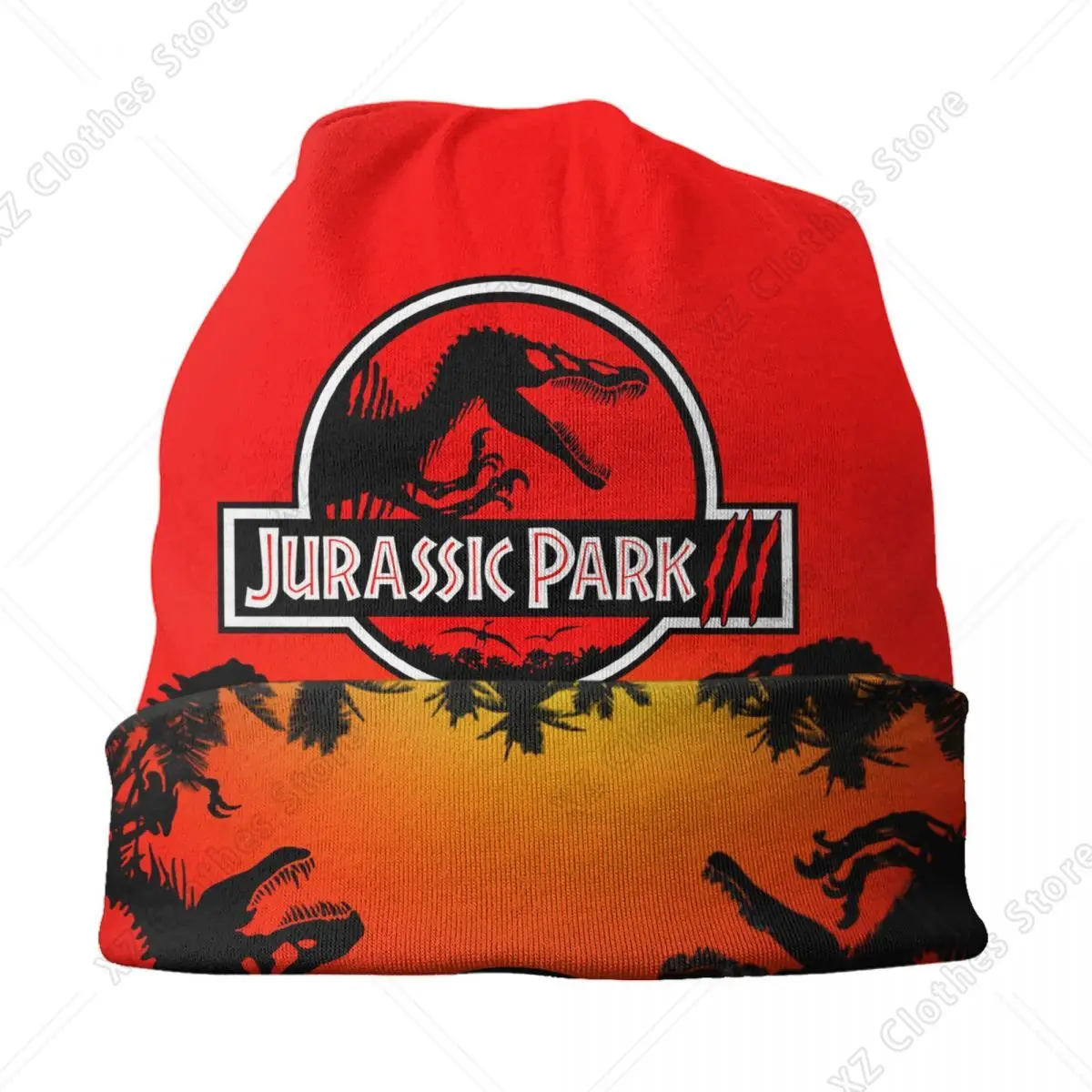 مخصص الحديقة الجوراسية Skullies Beanies قبعات شتاء بارد دافئ النساء الرجال الحياكة القبعات الكبار للجنسين ديناصور العالم بونيه القبعات #3