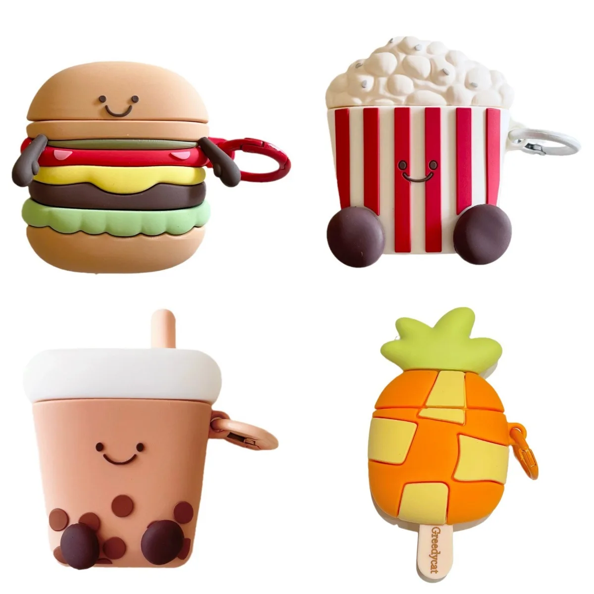 Silicone Hamburger Popcorn Milk Tea Popsicle Earphone Case Cover For Apple Airpods 1 2 3 Pro Pro2