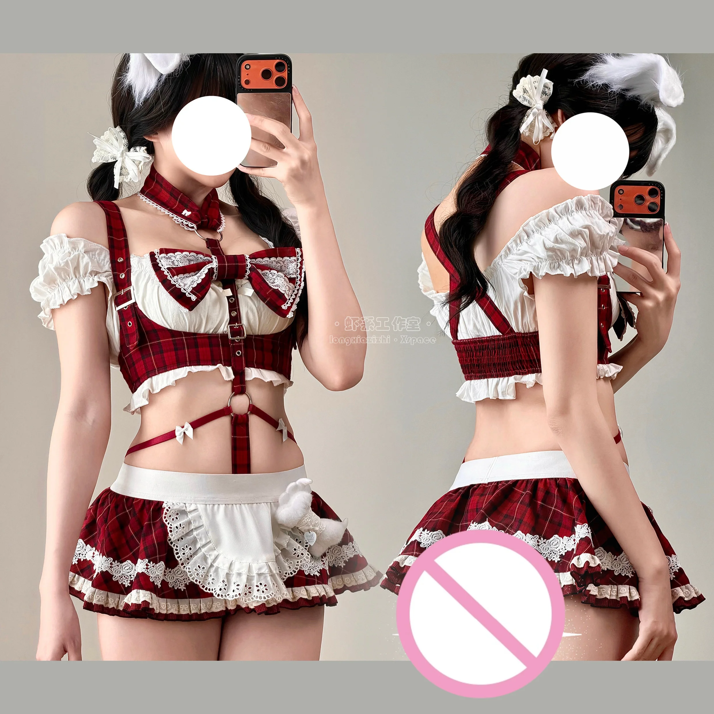 Kawaii Kırmızı Ekose Hizmetçi - Cosplay Anime Bunny Girl incelemesi ve fiyatı