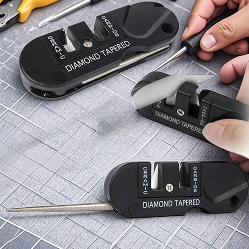 

STONEGO Multifunction EDC Gear Keychain Foldable Sharpening Stone 3 Stages Ceramic Carbide Diamond Pocket Knife Sharpener