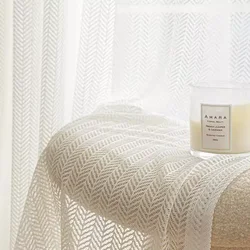 Modern white lace texture mesh sheer curtains for living room bedroom bay window balcony dreamy children's room custom size