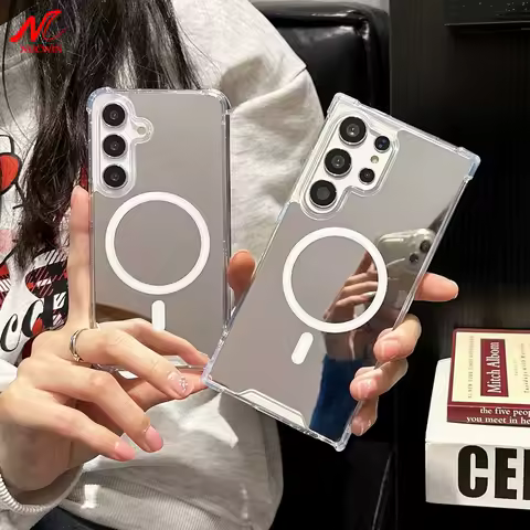 Make Up Mirror Magnetic Magsafe Case For Samsung Galaxy S25 Ultra S24 FE S23 S22 A56 A55 A16 A15 A35 A36 Wireless Charging Cover