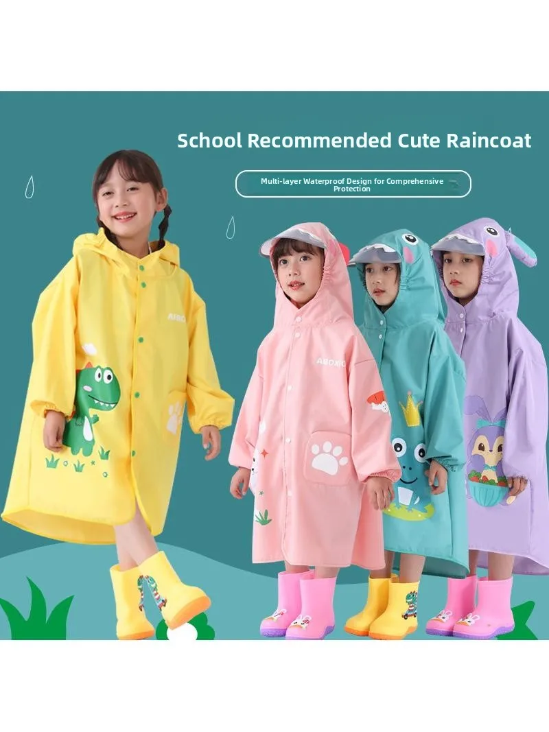 

Children's Raincoat Waterproof Unisex School Uniform Rainwear Baby Toddler Kindergarten Rain Poncho Rain Gear Female Style