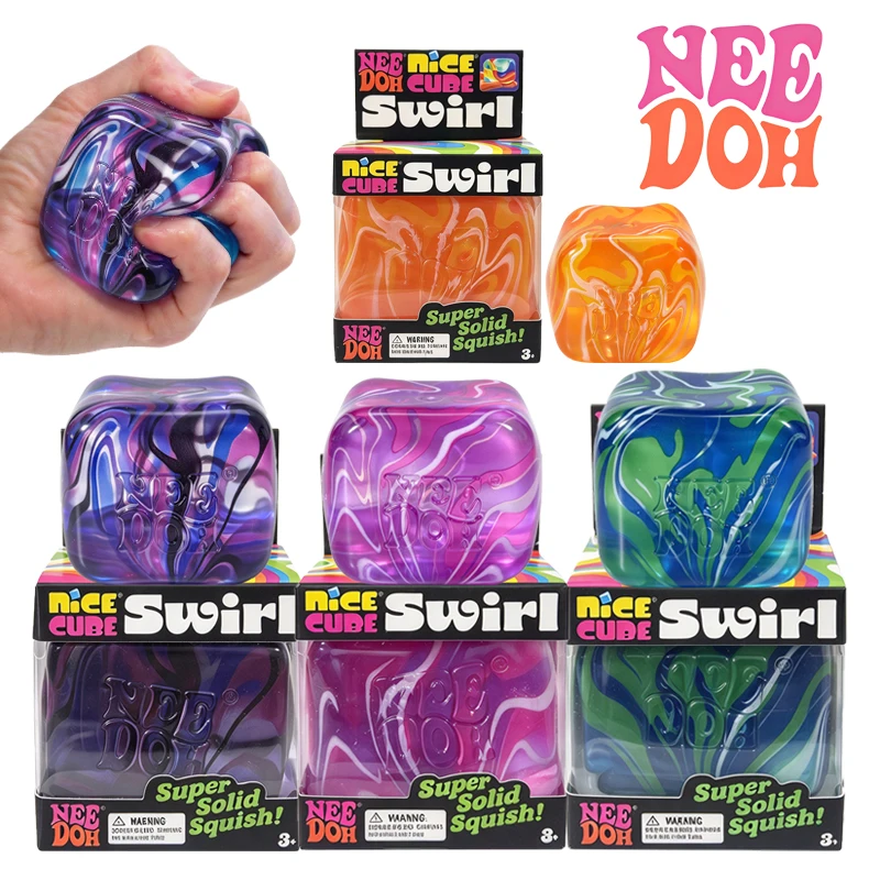 Needoh Nice Cube Swirl Maltose Nice Ice Cube Toy Slow Rebound Squeeze Fidget Sensory Toy for ADHD Autism Anxiety Relief Gift