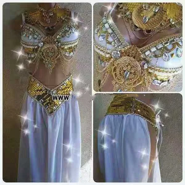 Nightclub party gold exotic wind flash diamond national wind show party costume