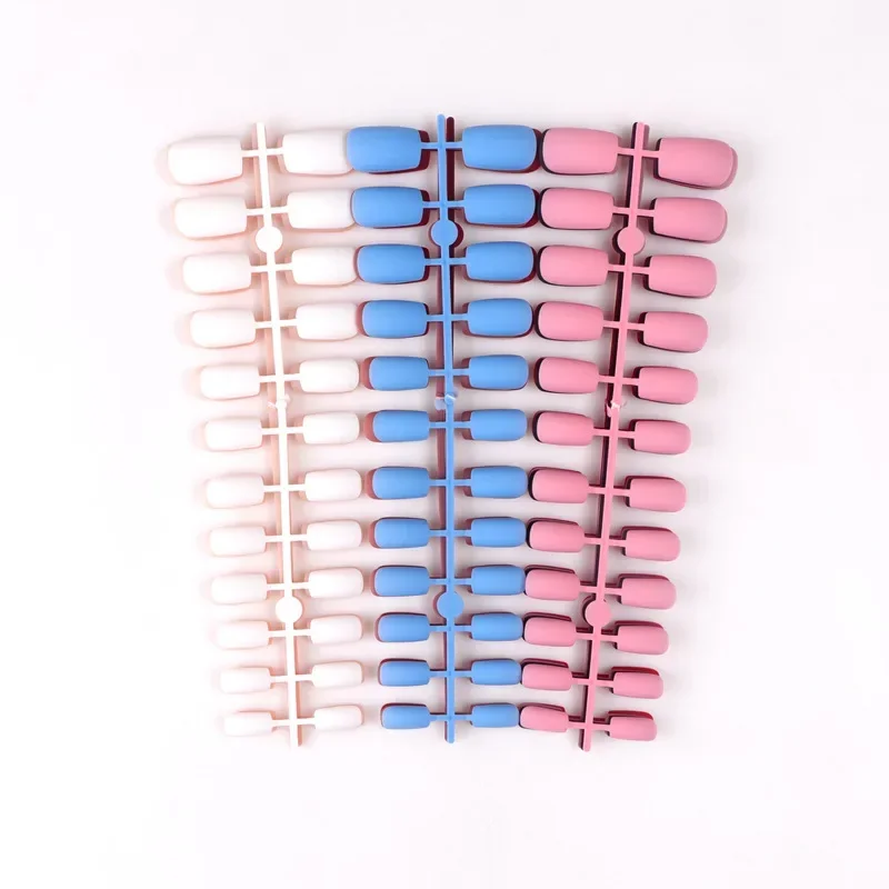 24Pcs/Set Matte False Nails Glue Square Head Frosted Press on Fake Nail Tips Full Cover Artificial Fingernails Ballet Detachable