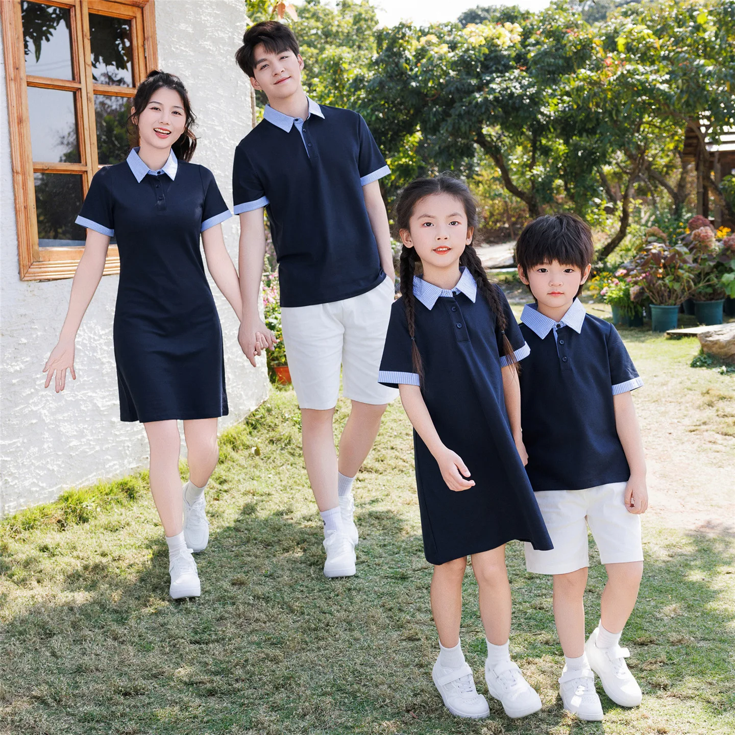 

2026 Summer Mommy and Me Matching Polo Dress Family Outfit Casual Daily Wear for Mom Dad Daughter Son Short Sleeve Set