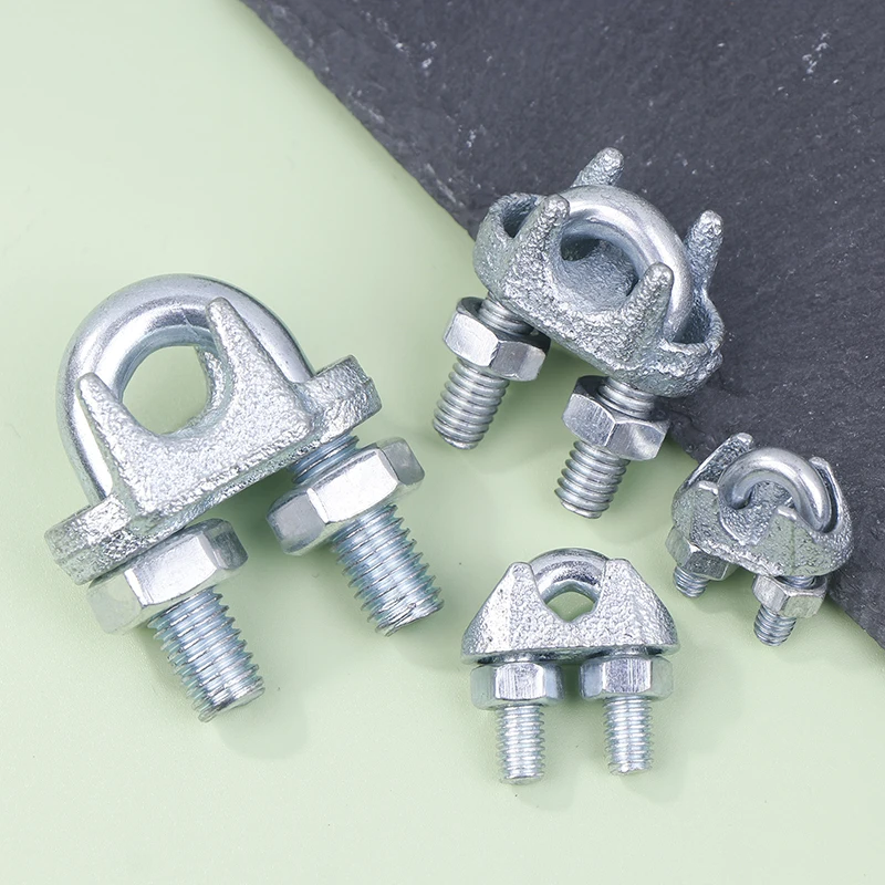 1pcs Silver A2 Stainless Steel U-bolt Type Wire Rope Clip M3 M5 M6 M8 MM Clamp Bolt Household Hardware Working