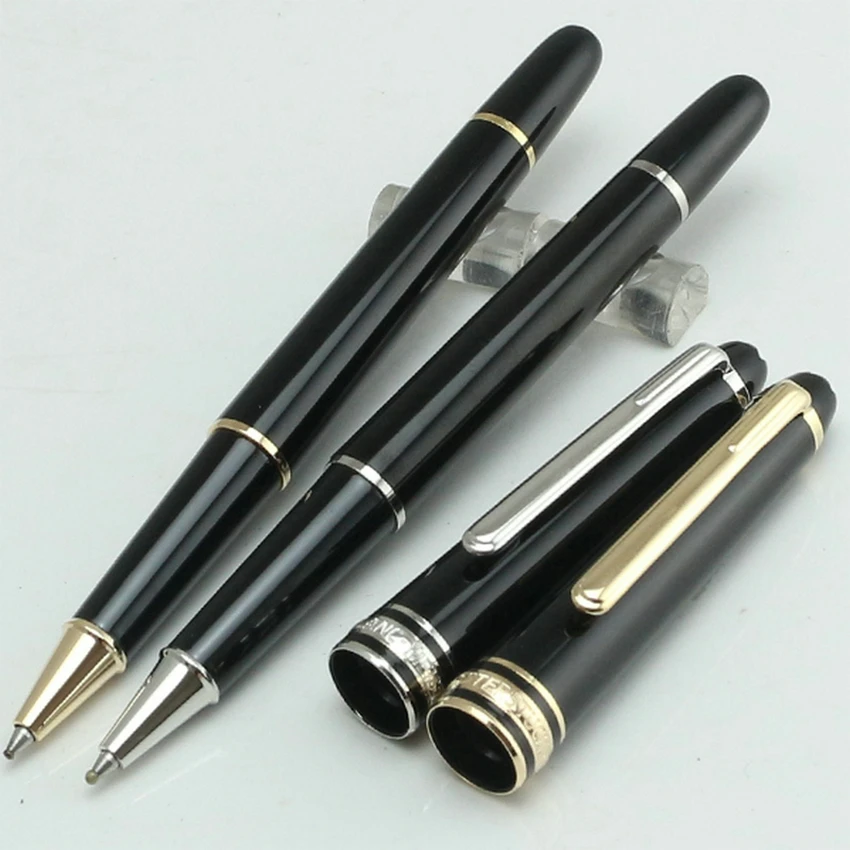 Stylo à bille de luxe MB Meister Monte Ultra Black, stylos à bille roulants d\'affaires, écriture, incrustation, série numéro 163/145, haute qualité