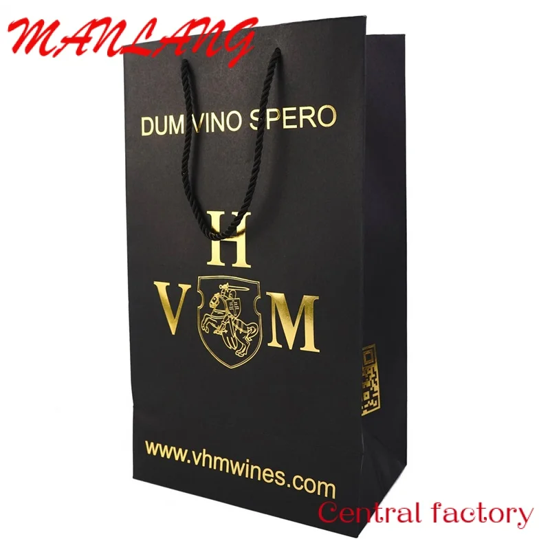 Custom  Custom Printed Your Own Logo Luxury Kraft Black Packaging Paper Shopping bags with Logos